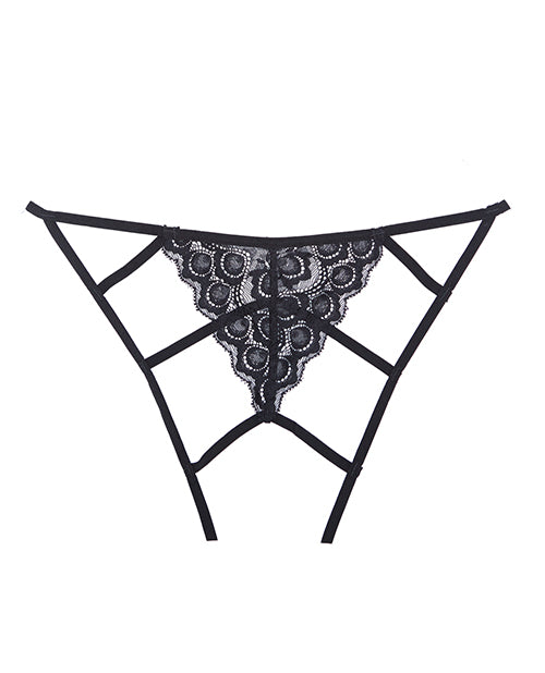 Adore Luv Web Strappy Open Front Panty Black O-s