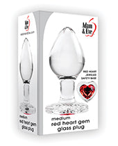 Adam & Eve Red Heart Gem Glass Plug - Medium