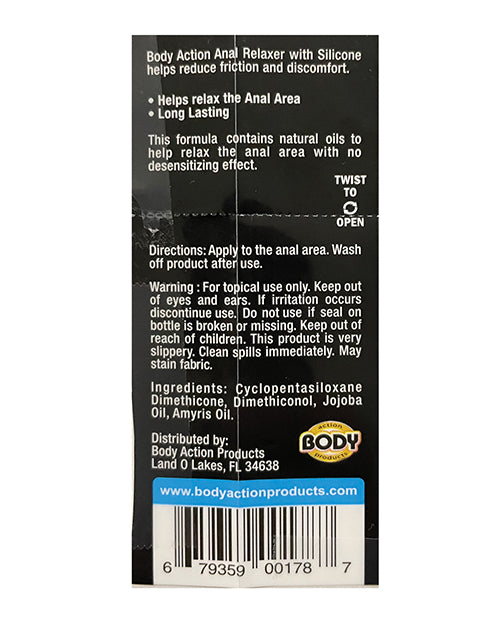 Body Action Anal Relaxer Silicone Lubricant - .5 Oz
