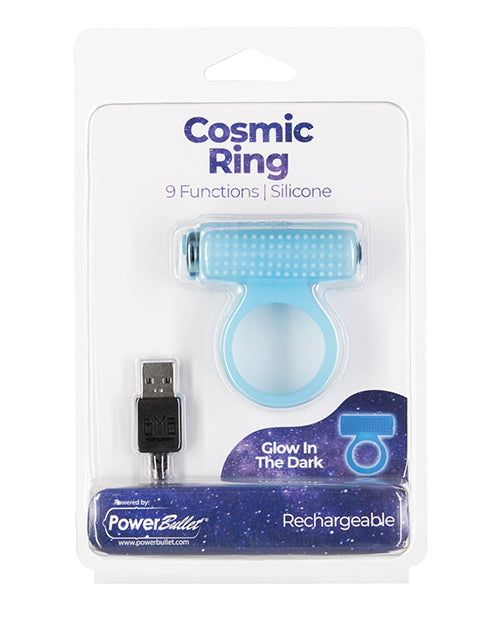 Cosmic Cock Ring W-rechargeable Bullet - 9 Functions Glow In The Dark