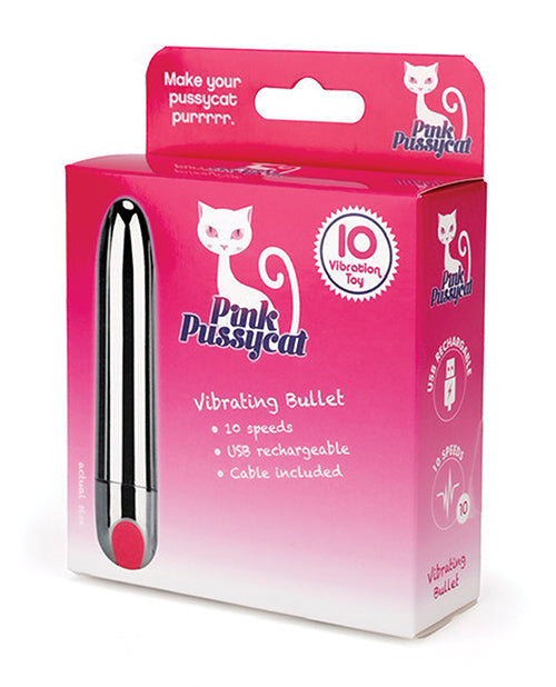Pink Pussycat Vibrating Bullet - Silver
