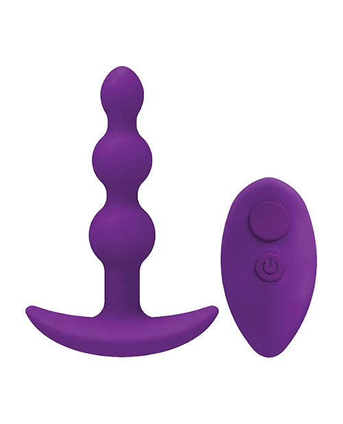 A Play Beaded Rechargeable Silicone Anal Plug W-remote - Purple