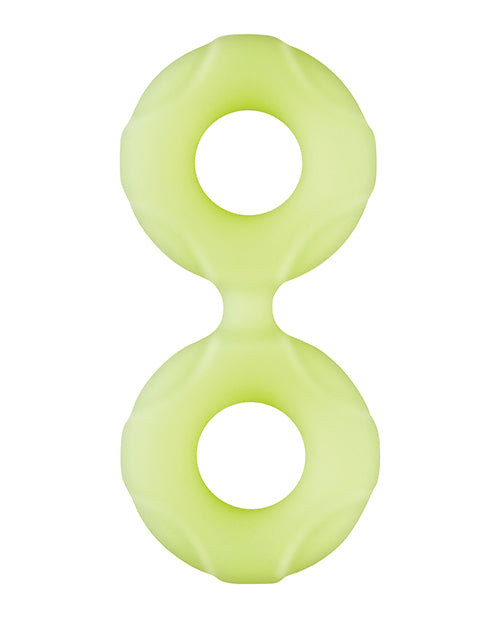 Forto F-81 44mm Double Ring Liquid Silicone Cock Ring - Glow In The Dark