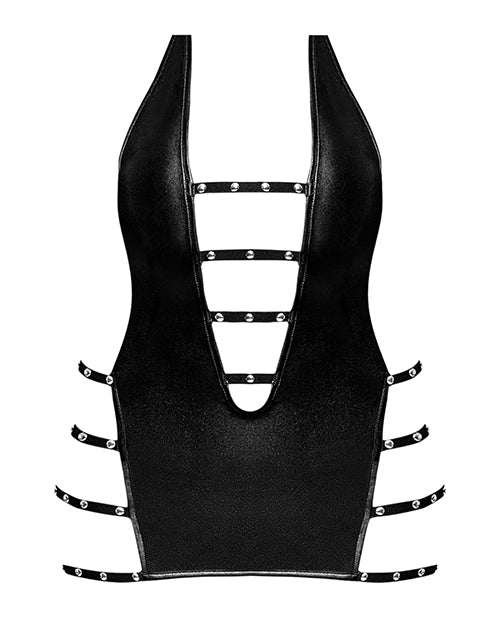 Lust Portia Mini Dress W-plush Elastic Strapping Black S-m