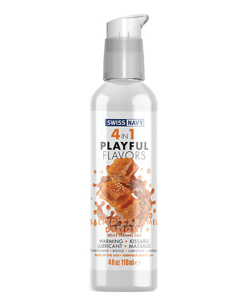 Swiss Navy 4 In 1 Playful Flavors - 4 Oz Salted Caramel Delight