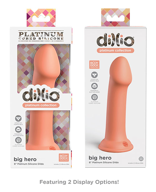Dillio Platinum 6" Big Hero Silicone Dildo - Peach