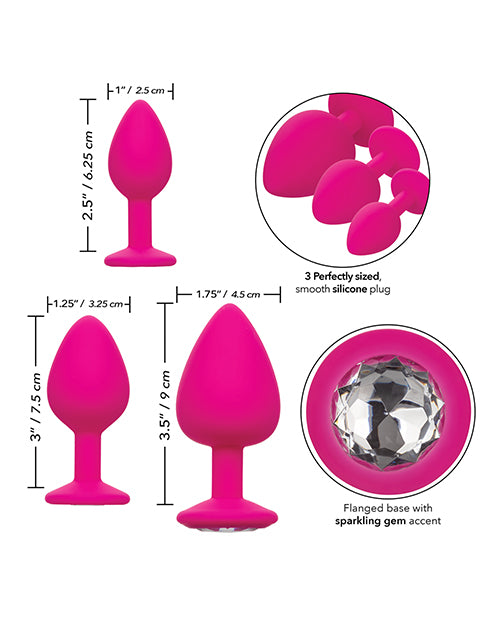 Cheeky Gems 3 Pc Plug Set - Pink