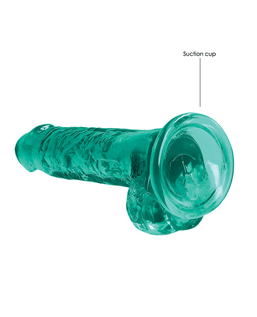 Shots Realrock Realistic Crystal Clear 7" Dildo W-balls - Turquoise