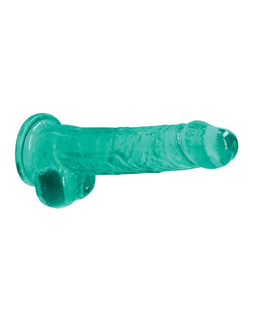 Shots Realrock Realistic Crystal Clear 8" Dildo W-balls - Turquoise