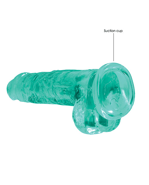 Shots Realrock Realistic Crystal Clear 8" Dildo W-balls - Turquoise