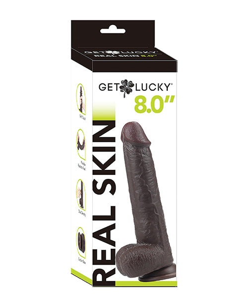 Get Lucky 8.0" Real Skin Series - Dark Brown
