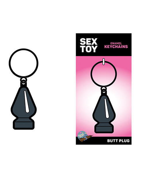 Wood Rocket Sex Toy Butt Plug Keychain - Black