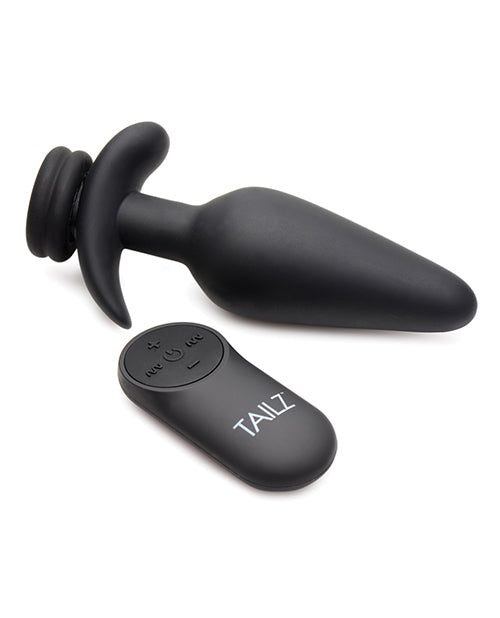 Tailz Snap On Interchangeable 10x Vibrating Silicone Anal Plug W-remote - Black Large