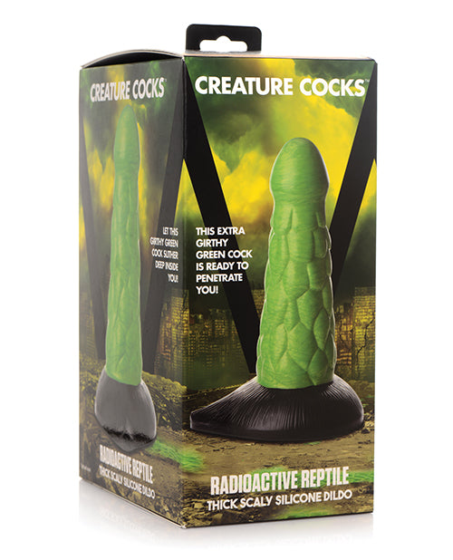 Creature Cocks Radioactive Reptile Thick Scaly Silicone Dildo - Green-black