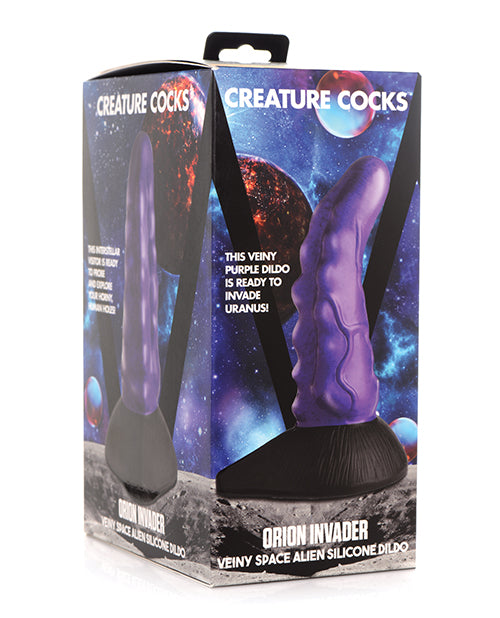 Creature Cocks Orion Invader Veiny Space Alien Silicone Dildo - Purple-black