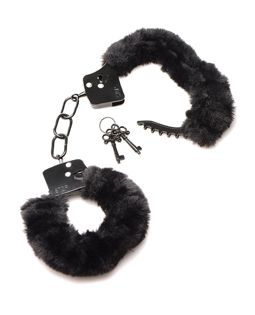 Master Series Cuffed In Fur Furry Handcuffs - Black