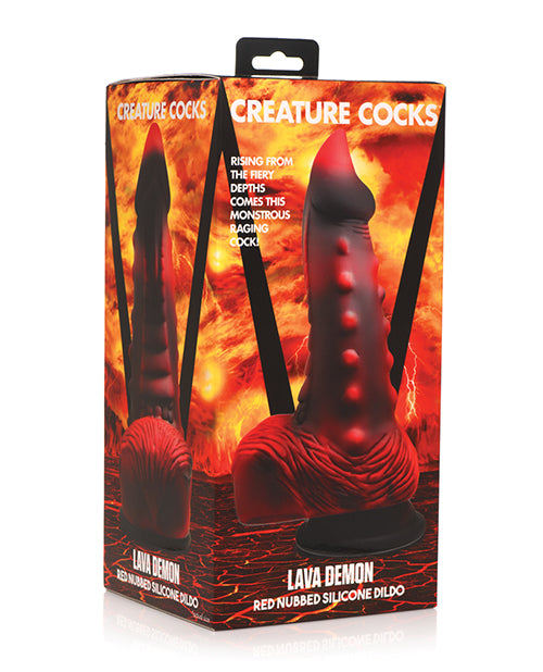 Creature Cocks Lava Demon Thick Nubbed Silicone Dildo - Black-red